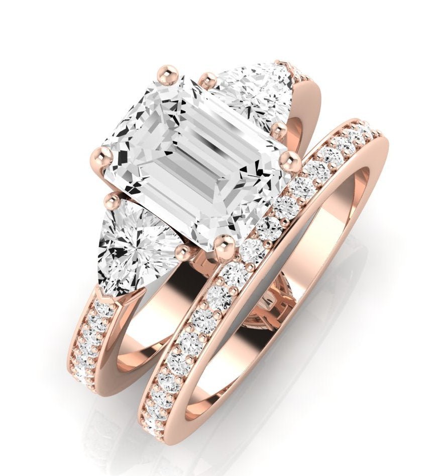 Snowdonia Emerald Diamond Bridal Set (Lab Grown Igi Cert) rosegold