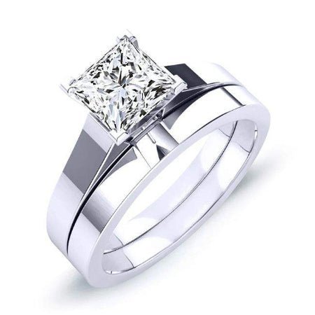 2.00 ct - Snowdrop - GIA Natural Princess Diamond Bridal Set