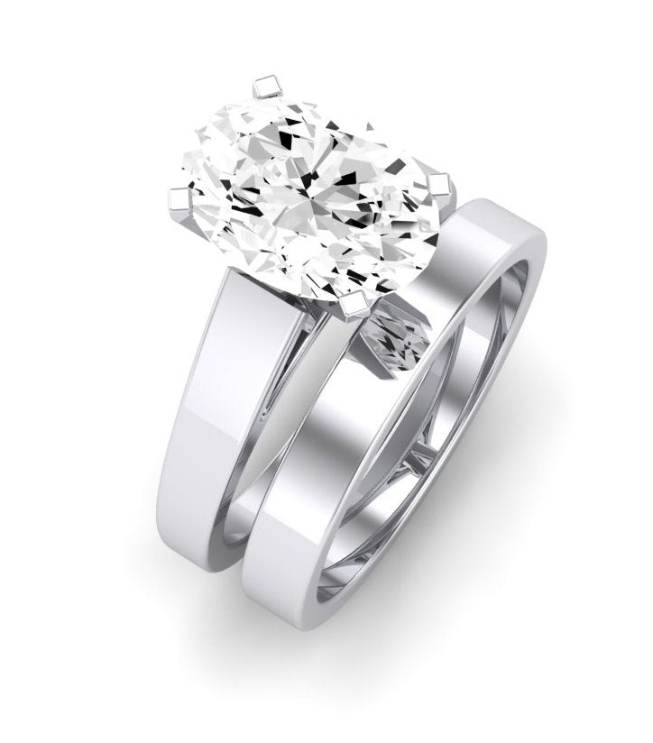 Snowdrop Moissanite Matching Band Only (engagement Ring Not Included) For Ring With Oval Center whitegold