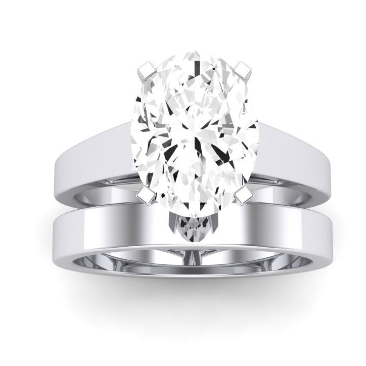 Snowdrop Moissanite Matching Band Only (engagement Ring Not Included) For Ring With Oval Center whitegold