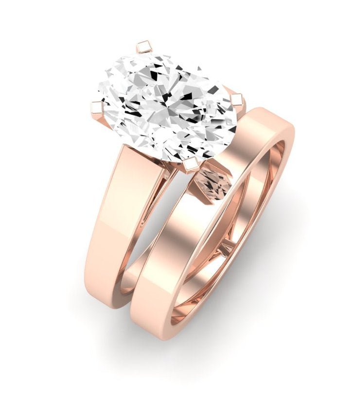 Snowdrop Moissanite Matching Band Only (engagement Ring Not Included) For Ring With Oval Center rosegold