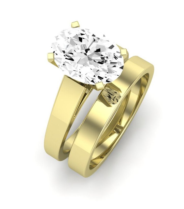 Snowdrop Moissanite Matching Band Only (engagement Ring Not Included) For Ring With Oval Center yellowgold