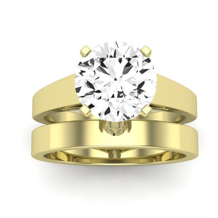 Snowdrop Moissanite Matching Band Only (engagement Ring Not Included) For Ring With Round Center yellowgold