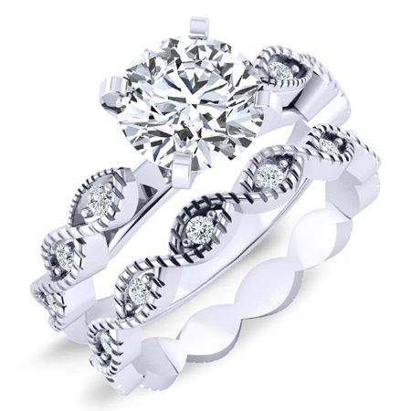 Sophora Round Moissanite Bridal Set whitegold