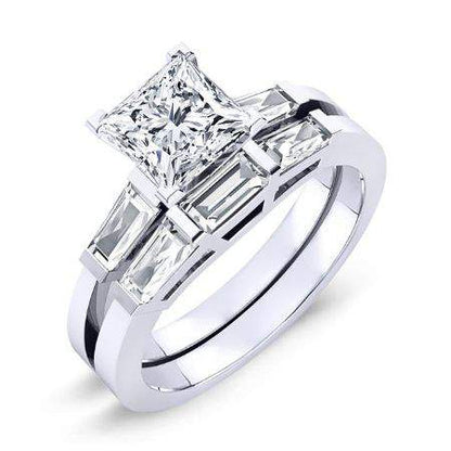 Sorrel Moissanite Matching Band Only (engagement Ring Not Included) For Ring With Princess Center whitegold