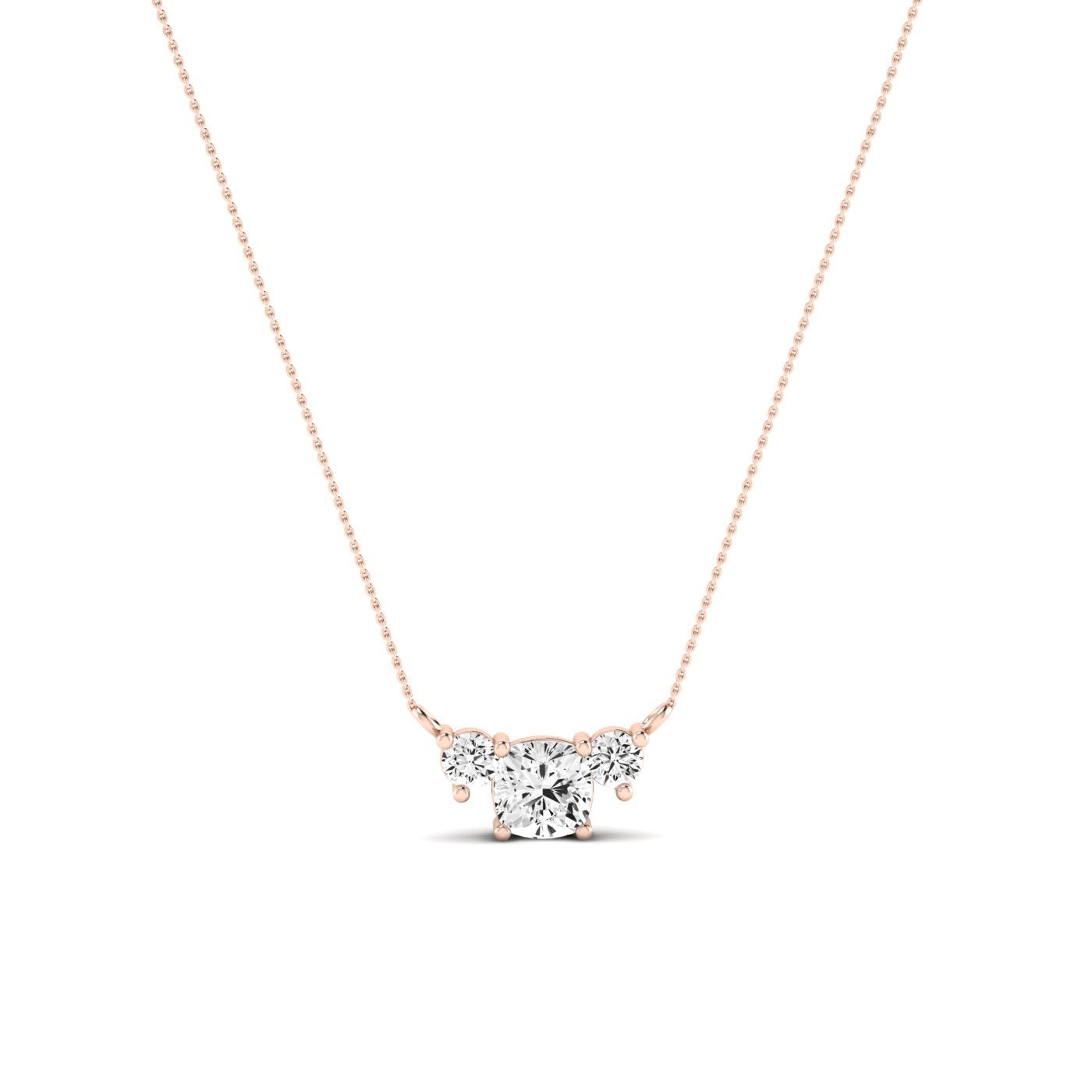 Spirea Cushion Cut Diamond Accented Necklace (Clarity Enhanced) rosegold