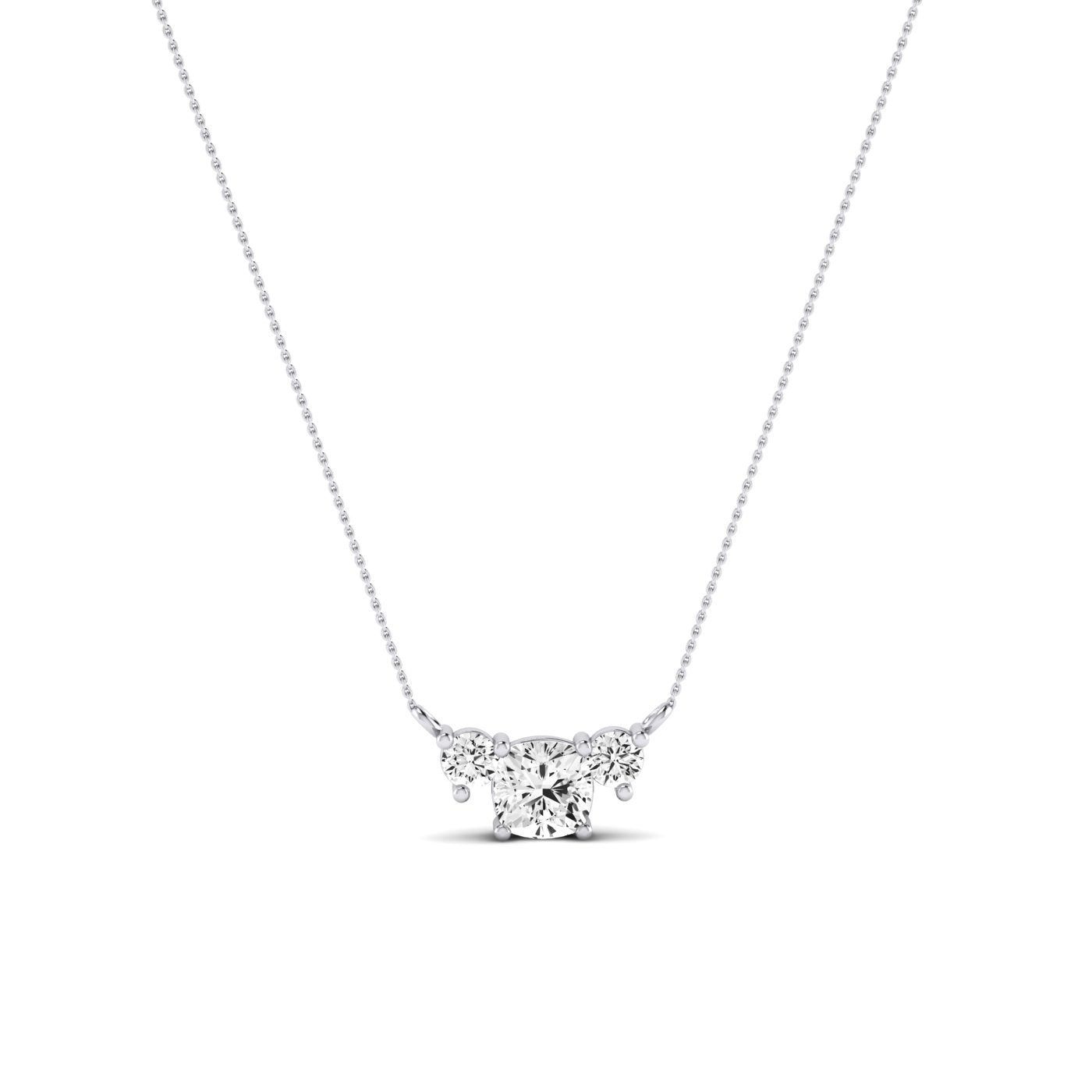 Spirea Cushion Cut Diamond Accented Necklace (Clarity Enhanced) whitegold