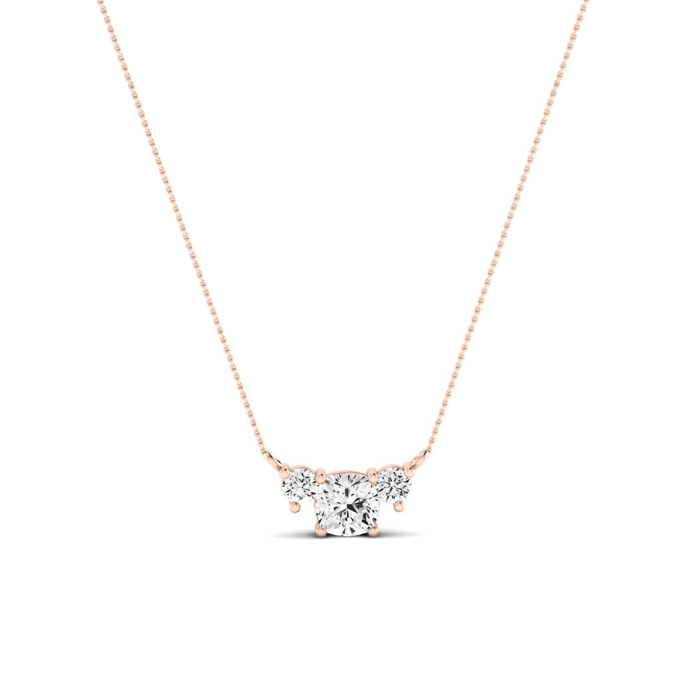 Spirea Cushion Cut Diamond Accented Necklace (Clarity Enhanced) rosegold