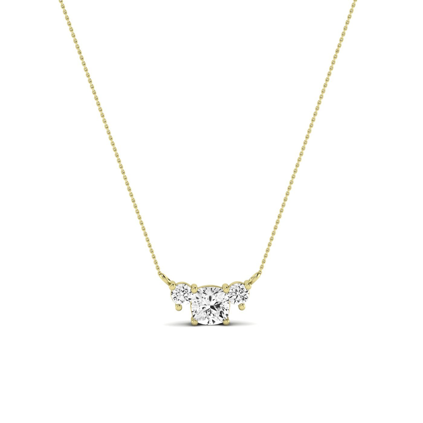 Spirea Cushion Cut Diamond Accented Necklace (Clarity Enhanced) yellowgold