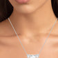 Spirea Emerald Cut Diamond Accented Necklace whitegold