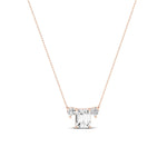 Spirea Emerald Cut Diamond Accented Necklace rosegold