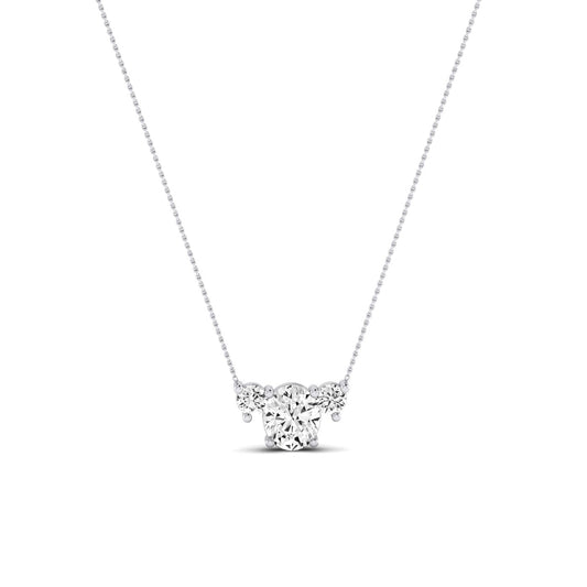 Spirea Oval Cut Diamond Accented Necklace (Clarity Enhanced) whitegold