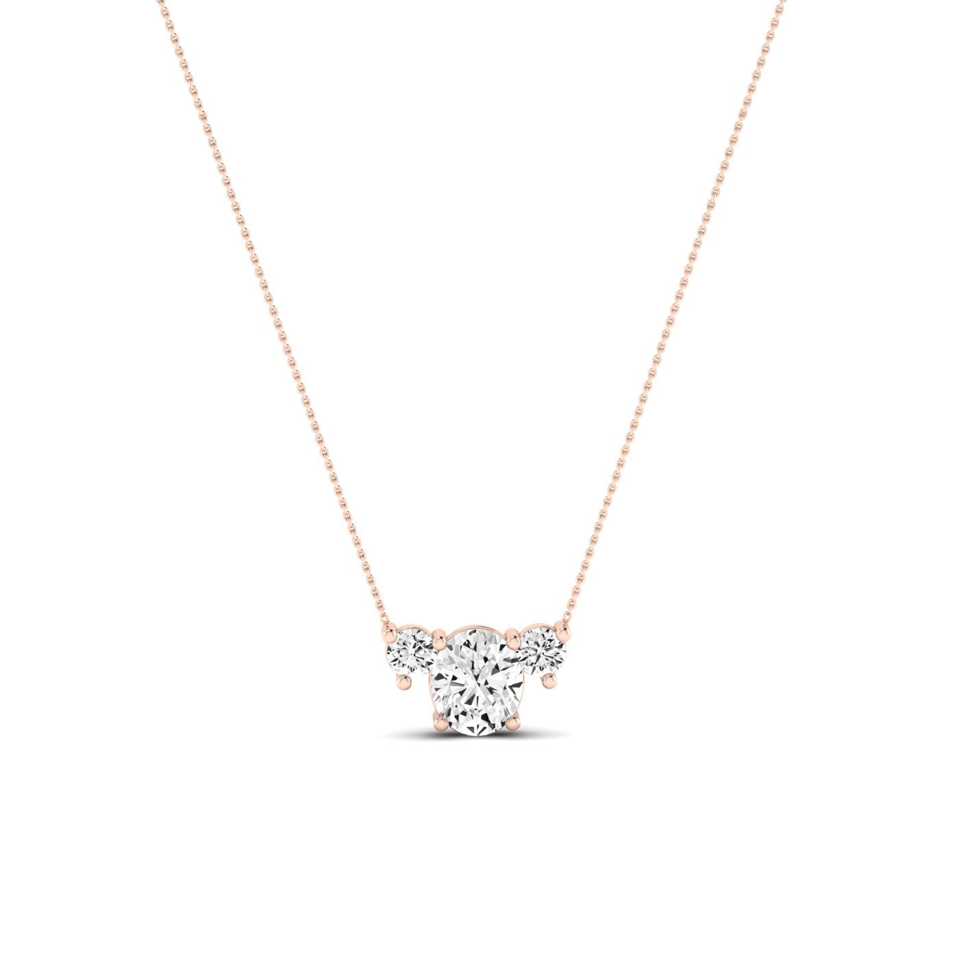 Spirea Oval Cut Diamond Accented Necklace (Clarity Enhanced) rosegold