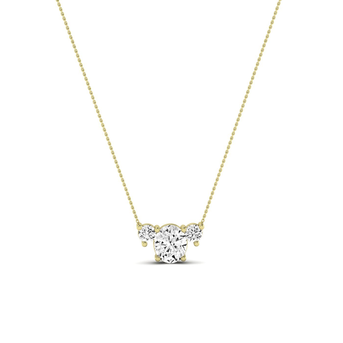 Spirea Oval Cut Diamond Accented Necklace (Clarity Enhanced) yellowgold