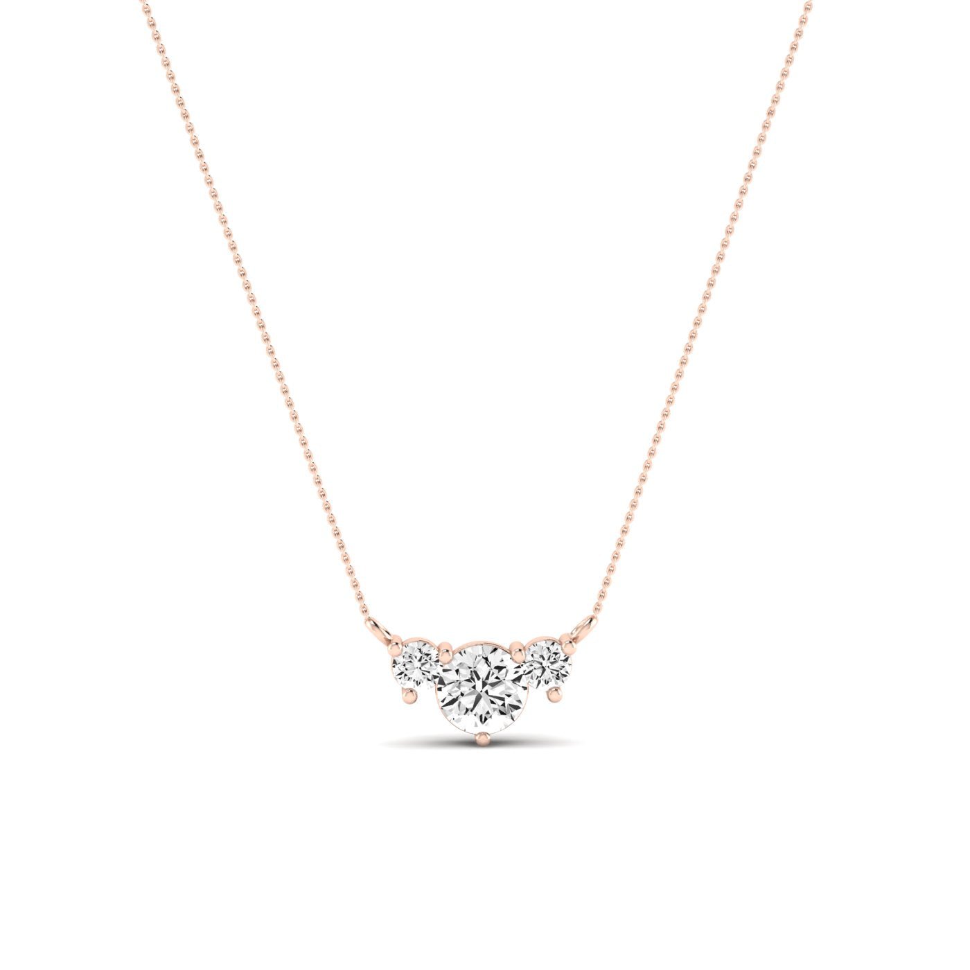 Spirea Round Cut Diamond Accented Necklace (Clarity Enhanced) rosegold