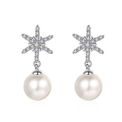 Steffi Diamond & Pearl Earrings whitegold