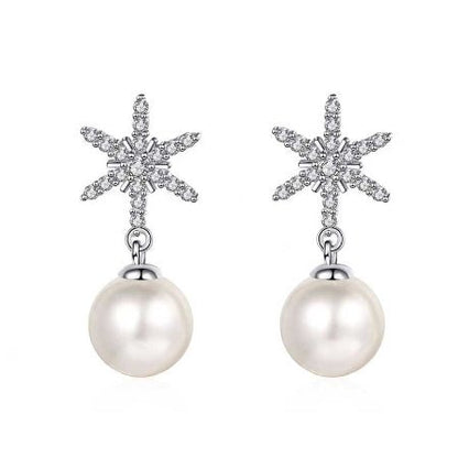 Steffi Diamond & Pearl Earrings whitegold