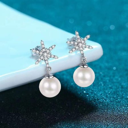 Steffi Moissanite & Pearl Earrings whitegold