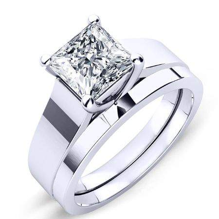 Sundrop Moissanite Matching Band Only (engagement Ring Not Included) For Ring With Princess Center whitegold