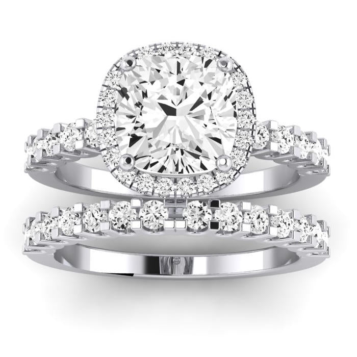 Sweet Pea Diamond Matching Band Only ( Engagement Ring Not Included) For Ring With Cushion Center whitegold