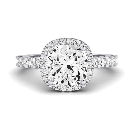 Sweet Pea Moissanite Matching Band Only ( Engagement Ring Not Included) For Ring With Cushion Center whitegold