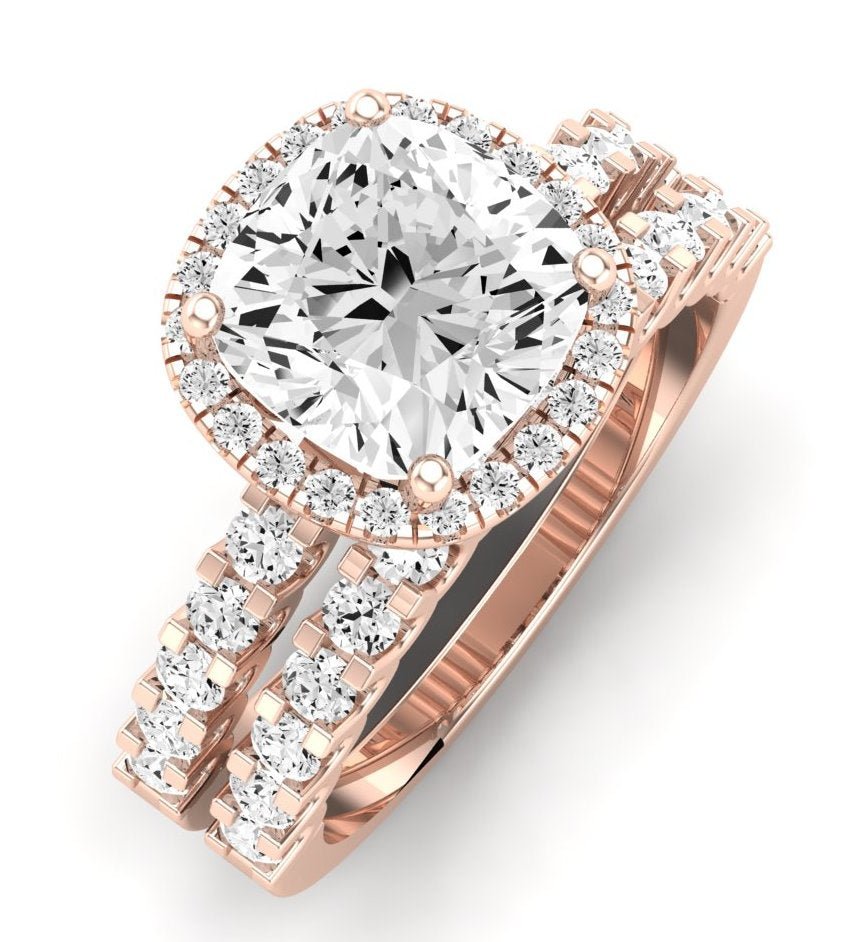 Sweet Pea Moissanite Matching Band Only ( Engagement Ring Not Included) For Ring With Cushion Center rosegold