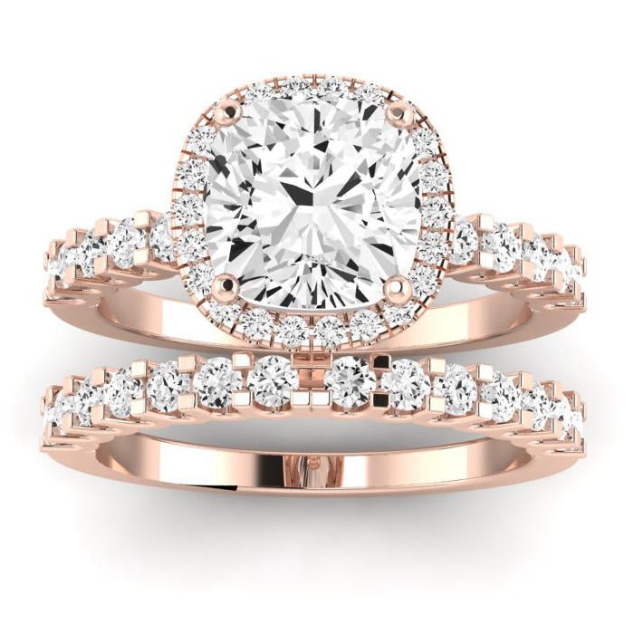 Sweet Pea Moissanite Matching Band Only ( Engagement Ring Not Included) For Ring With Cushion Center rosegold