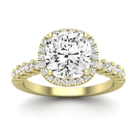 Sweet Pea Moissanite Matching Band Only ( Engagement Ring Not Included) For Ring With Cushion Center yellowgold