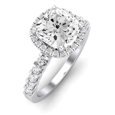 Sweet Pea Moissanite Matching Band Only ( Engagement Ring Not Included) For Ring With Cushion Center whitegold