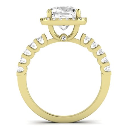 Sweet Pea Moissanite Matching Band Only ( Engagement Ring Not Included) For Ring With Cushion Center yellowgold