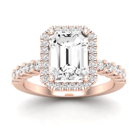 Sweet Pea Moissanite Matching Band Only ( Engagement Ring Not Included) For Ring With Emerald Center rosegold