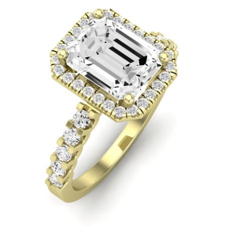 Sweet Pea Moissanite Matching Band Only ( Engagement Ring Not Included) For Ring With Emerald Center yellowgold