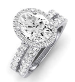 Sweet Pea Moissanite Matching Band Only ( Engagement Ring Not Included) For Ring With Oval Center whitegold