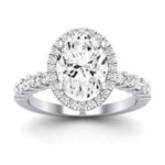 Sweet Pea Moissanite Matching Band Only ( Engagement Ring Not Included) For Ring With Oval Center whitegold