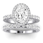 Sweet Pea Moissanite Matching Band Only ( Engagement Ring Not Included) For Ring With Oval Center whitegold