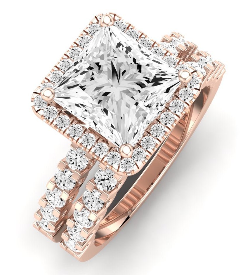 Sweet Pea Moissanite Matching Band Only ( Engagement Ring Not Included) For Ring With Princess Center rosegold