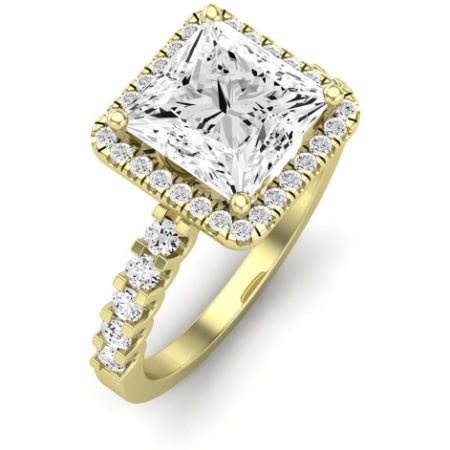 Sweet Pea Moissanite Matching Band Only ( Engagement Ring Not Included) For Ring With Princess Center yellowgold