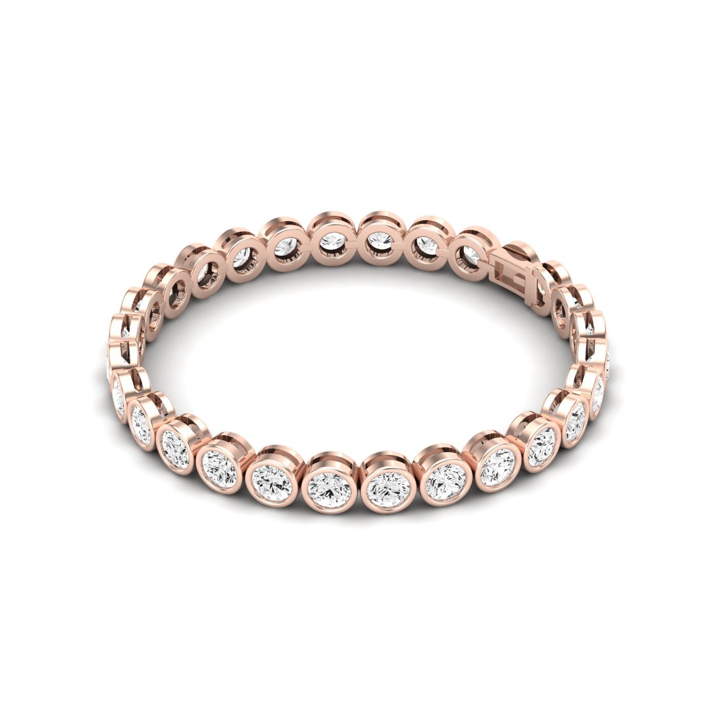 Sydney Round Bezel Set Modern Diamond Bracelet (clarity Enhanced) rosegold