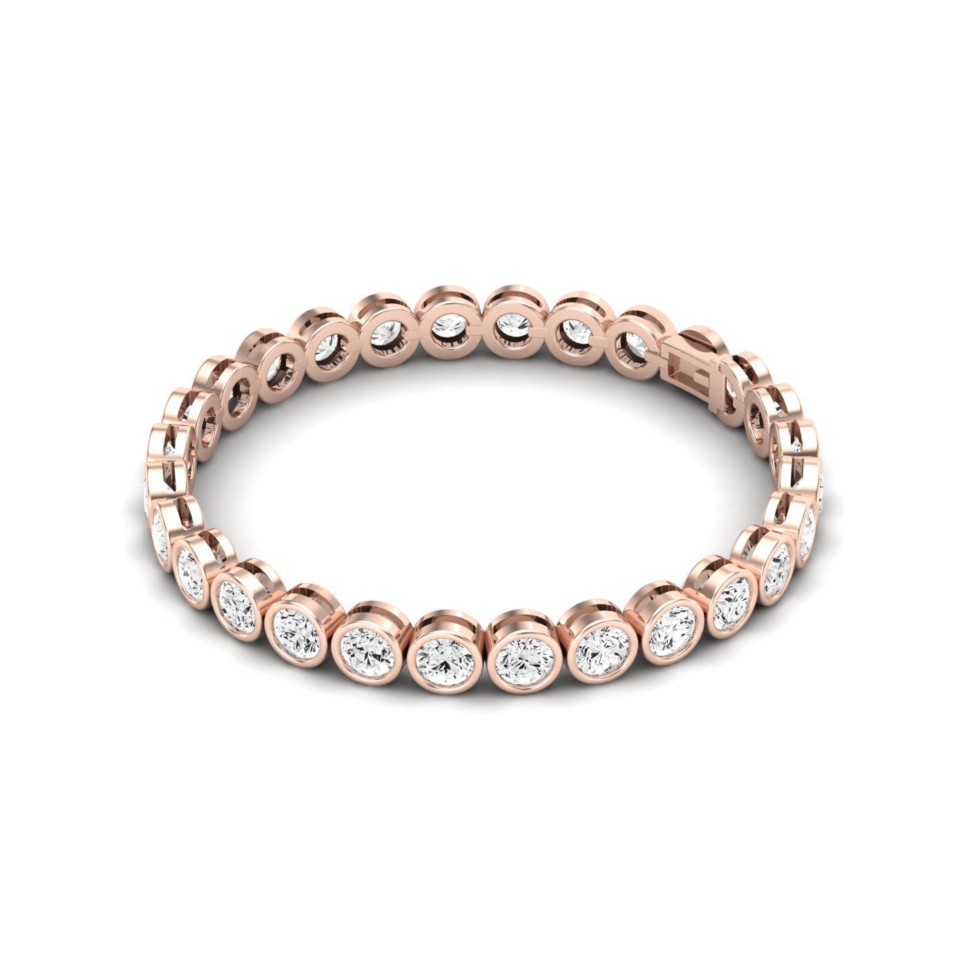 Sydney Round Bezel Set Modern Diamond Bracelet (clarity Enhanced) rosegold