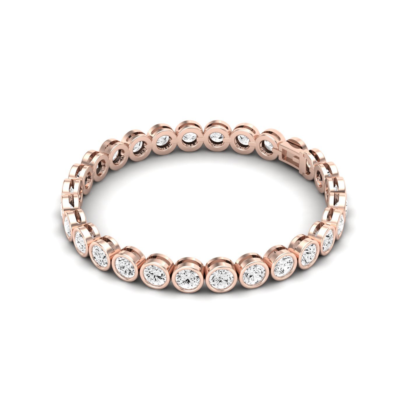 Sydney Round Bezel Set Modern Moissanite Bracelet rosegold