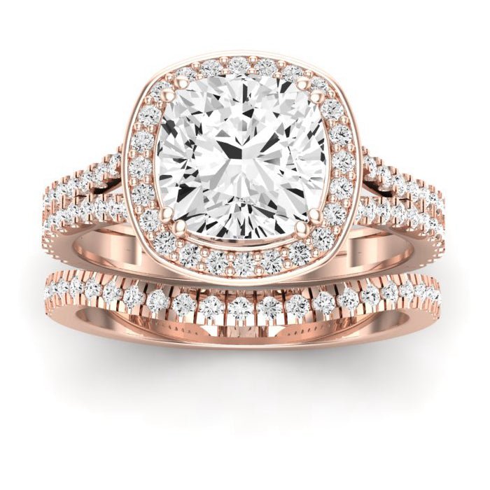 Tea Rose Cushion Diamond Bridal Set (Lab Grown Igi Cert) rosegold