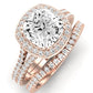 Tea Rose Cushion Diamond Bridal Set (Lab Grown Igi Cert) rosegold