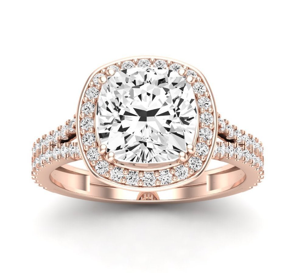 Tea Rose Cushion Diamond Engagement Ring (Clarity Enhanced)