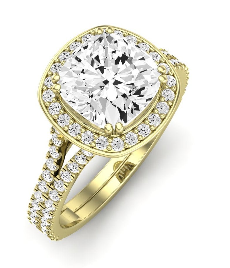 Tea Rose Cushion Diamond Engagement Ring (Lab Grown Igi Cert) yellowgold