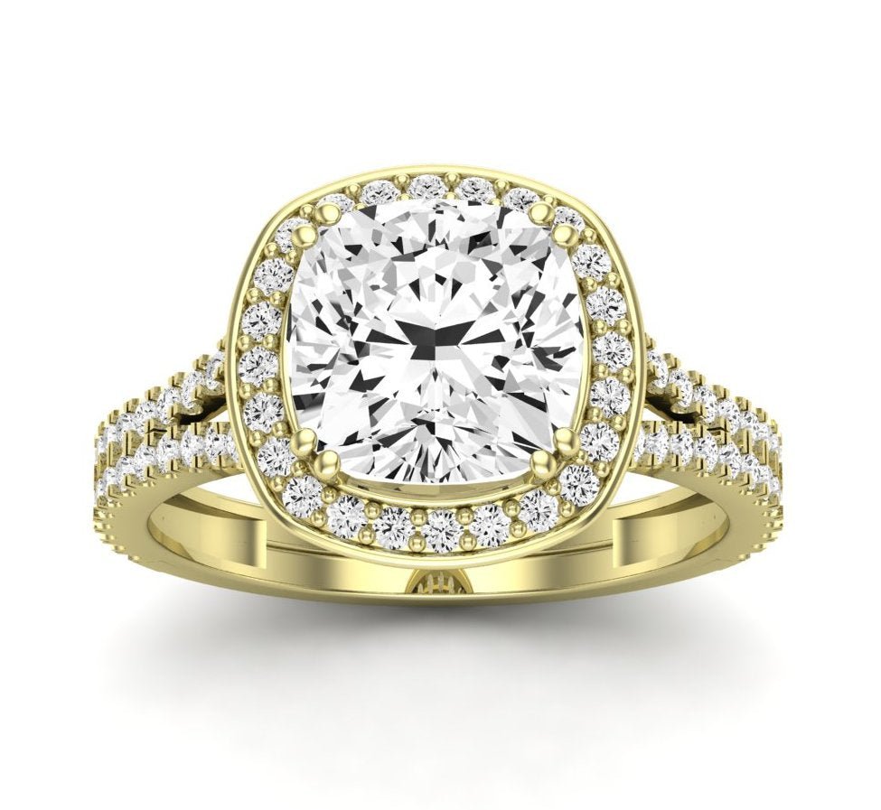 Tea Rose Cushion Diamond Engagement Ring (Lab Grown Igi Cert) yellowgold