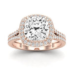 Tea Rose Cushion Moissanite Engagement Ring rosegold