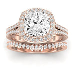 Tea Rose Diamond Matching Band Only (does Not Include Engagement Ring) For Ring With Cushion Center rosegold