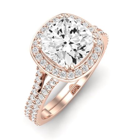 Tea Rose Diamond Matching Band Only (does Not Include Engagement Ring) For Ring With Cushion Center rosegold