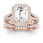 Tea Rose Diamond Matching Band Only (does Not Include Engagement Ring) For Ring With Emerald Center rosegold