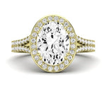 Tea Rose Diamond Matching Band Only (does Not Include Engagement Ring) For Ring With Oval Center yellowgold